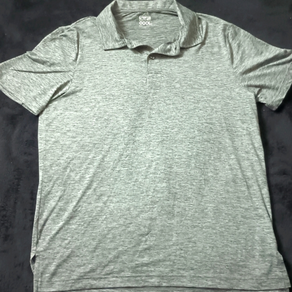 32 Degrees Cool Short Sleeve Polo Shirt Gray Men's Size Medium